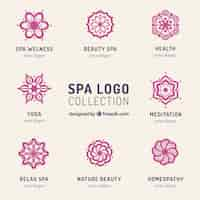 Vector gratuito conjunto de logos de centros de spa en estilo plano