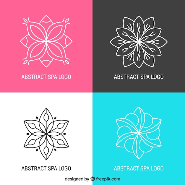 Vector gratuito conjunto de logos de centros de spa en estilo plano