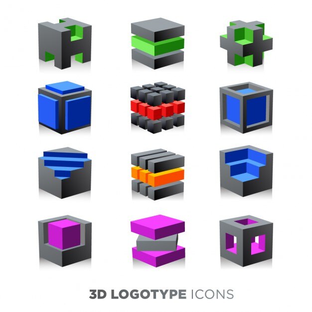 Conjunto de logos de cubos abstractos