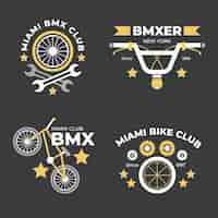 Vector gratuito conjunto de logotipo de bicicleta de diseño plano