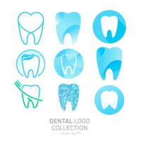 Vector gratuito conjunto de logotipo de la clínica dental.