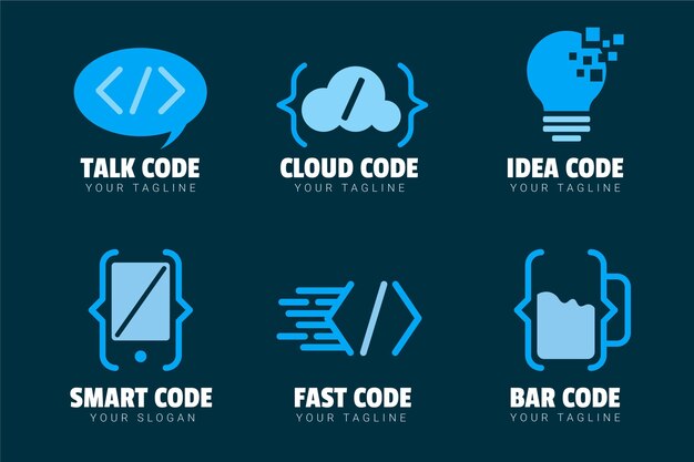 Conjunto de logotipo de código creativo