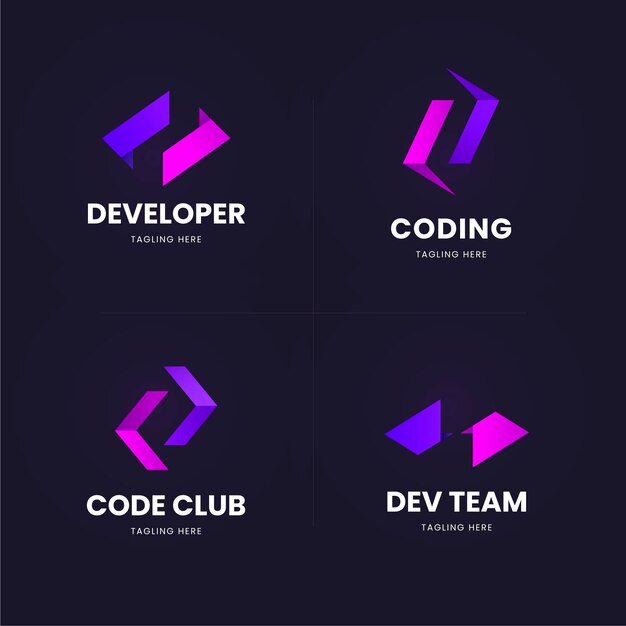 Conjunto de logotipo de código plano