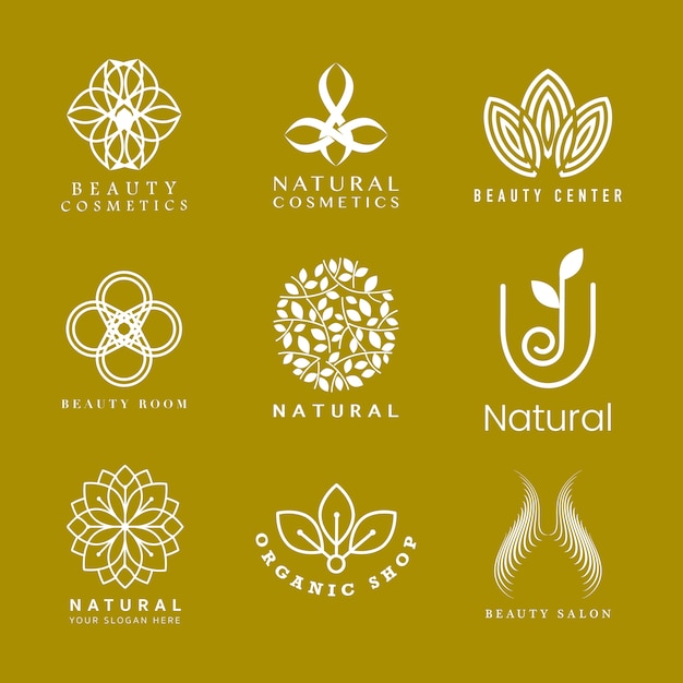 Conjunto de logotipo de cosmética natural.