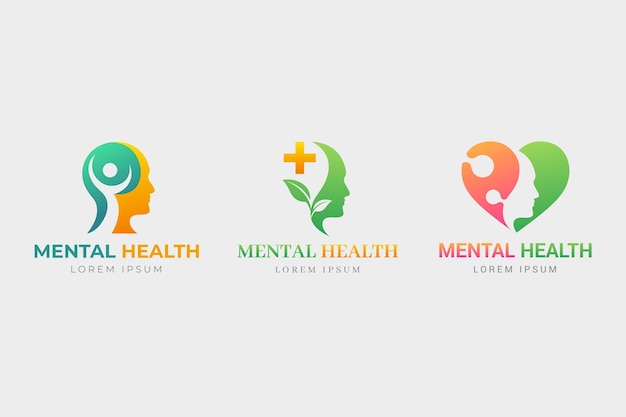 Conjunto de logotipo degradado de salud mental