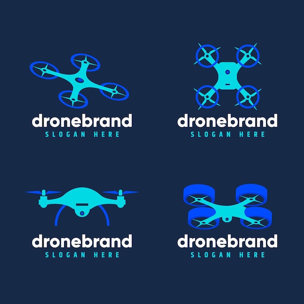 Vector gratuito conjunto de logotipo de drone de diseño plano