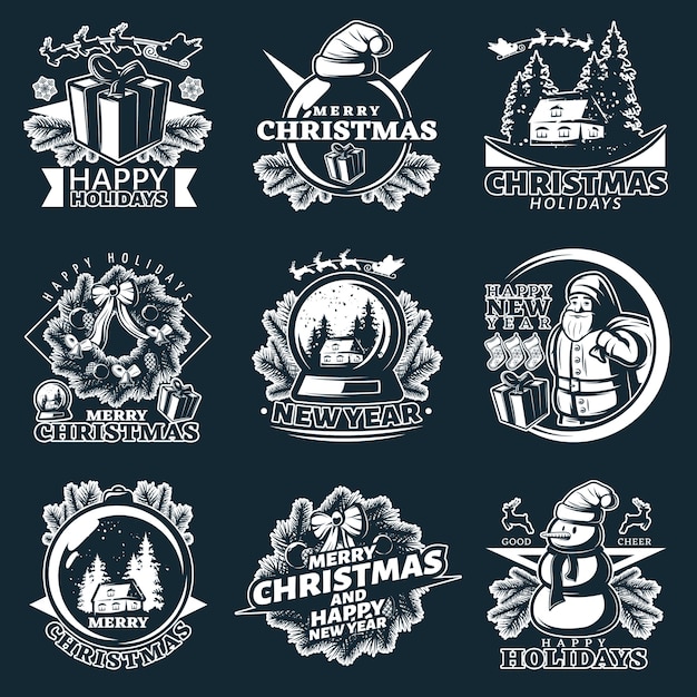 Conjunto de logotipo de feliz Navidad