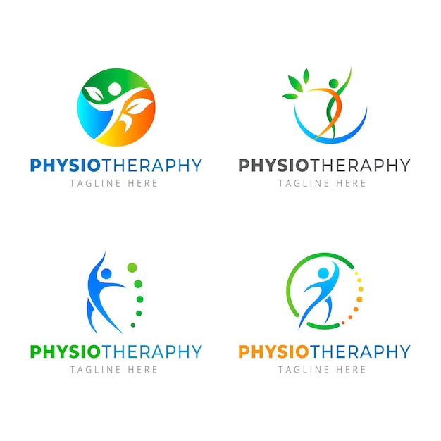 Conjunto de logotipo de fisioterapia gradiente