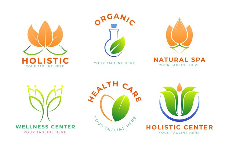 Vector gratuito conjunto de logotipo holístico degradado