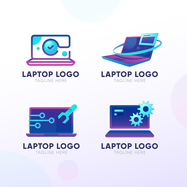 Conjunto de logotipo de laptop degradado