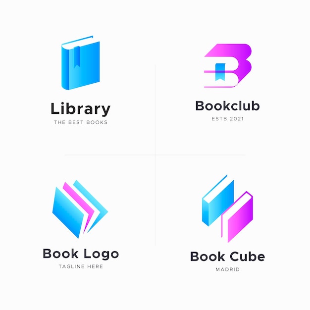 Vector gratuito conjunto de logotipo de libro plano