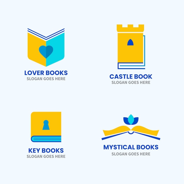 Vector gratuito conjunto de logotipo de libro plano