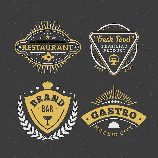Vector gratuito conjunto de logotipo de marca vintage de restaurante