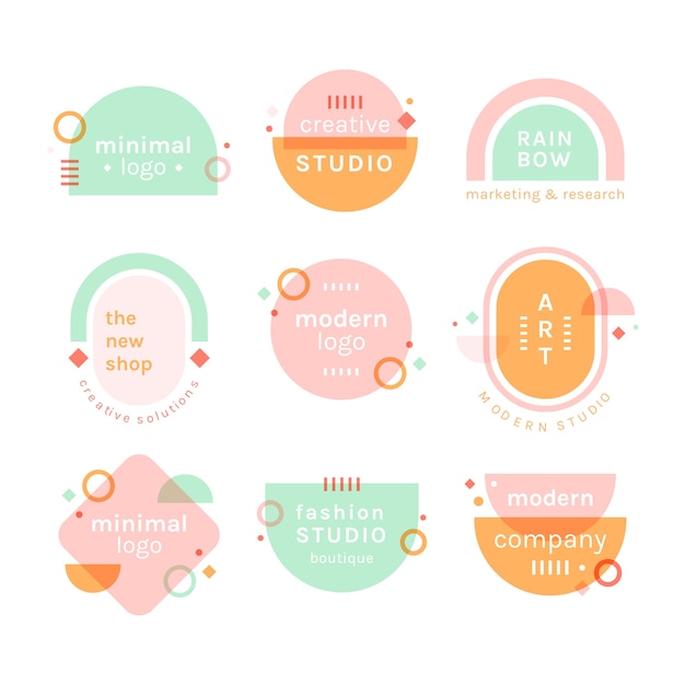 Conjunto de logotipo minimalista de colores pastel