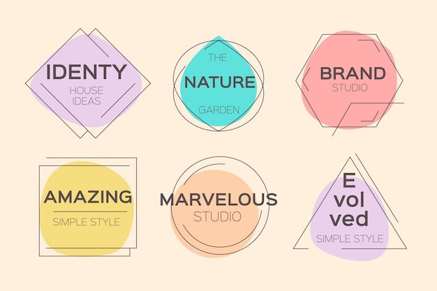 Vector gratuito conjunto de logotipo minimalista de colores pastel