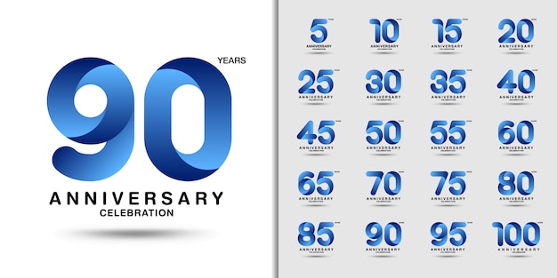 Conjunto de logotipo moderno aniversario celebración.