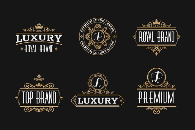 Conjunto de logotipo retro de lujo