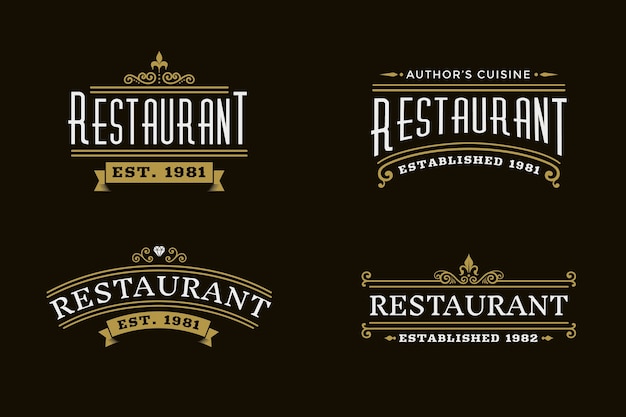 Conjunto de logotipo retro restaurante