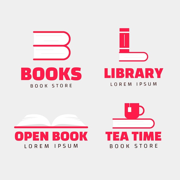 Vector gratuito conjunto de logotipo de universo de libro plano