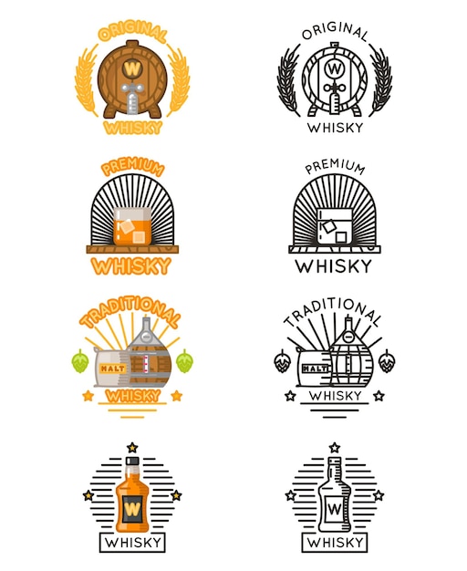 Conjunto de logotipo de whisky.