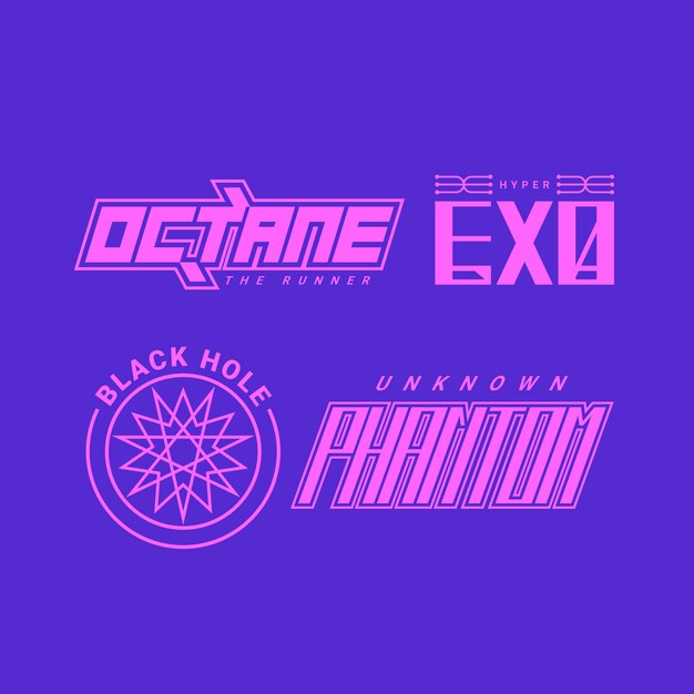 Conjunto de logotipo y2k de diseño plano