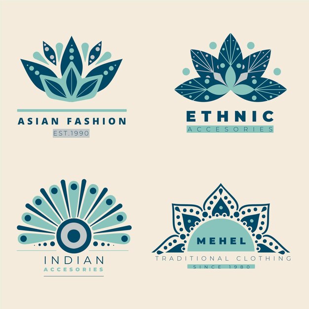 Conjunto de logotipos de accesorios de moda planos