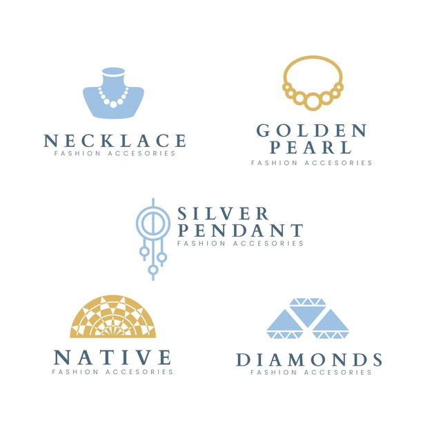 Conjunto de logotipos de accesorios de moda planos