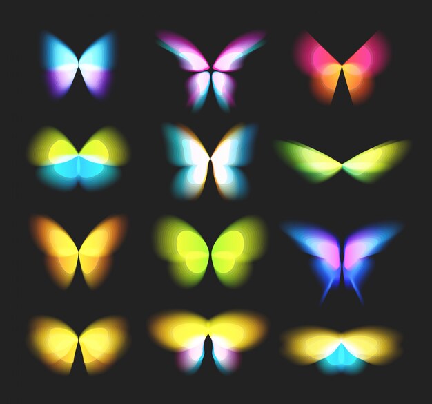 Conjunto De Logotipos Aislados De Mariposa Alas De Mariposas De
