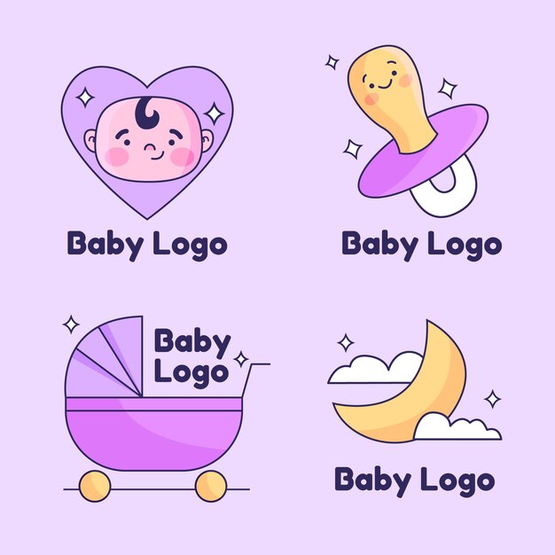Conjunto de logotipos de bebés lindos