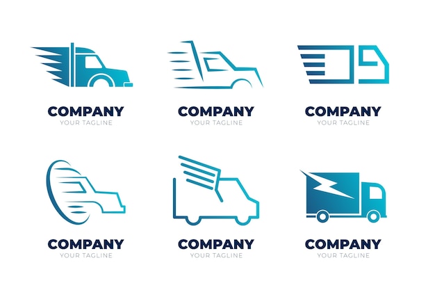 Conjunto de logotipos de camiones de colores degradados