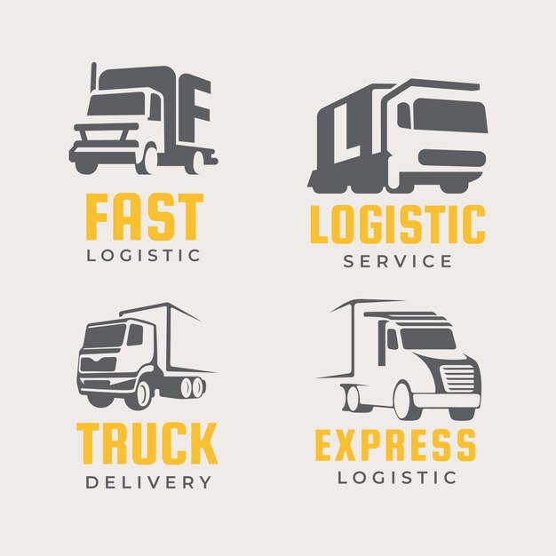 Conjunto de logotipos de camiones de diseño plano