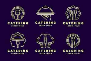 Vector gratuito conjunto de logotipos de catering plano lineal.