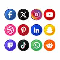 Vector gratuito conjunto de logotipos de círculos de redes sociales degradados con el nuevo logotipo x