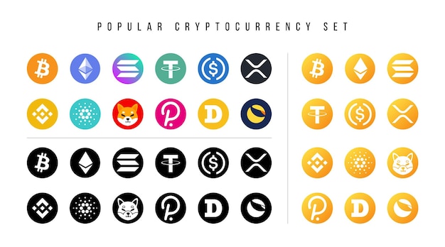 Vector gratuito conjunto de logotipos de criptomonedas populares