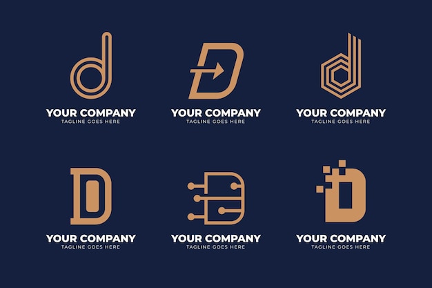 Conjunto de logotipos d diferentes de diseño plano