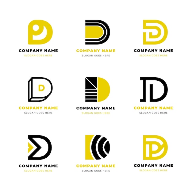 Vector gratuito conjunto de logotipos d diferentes de diseño plano