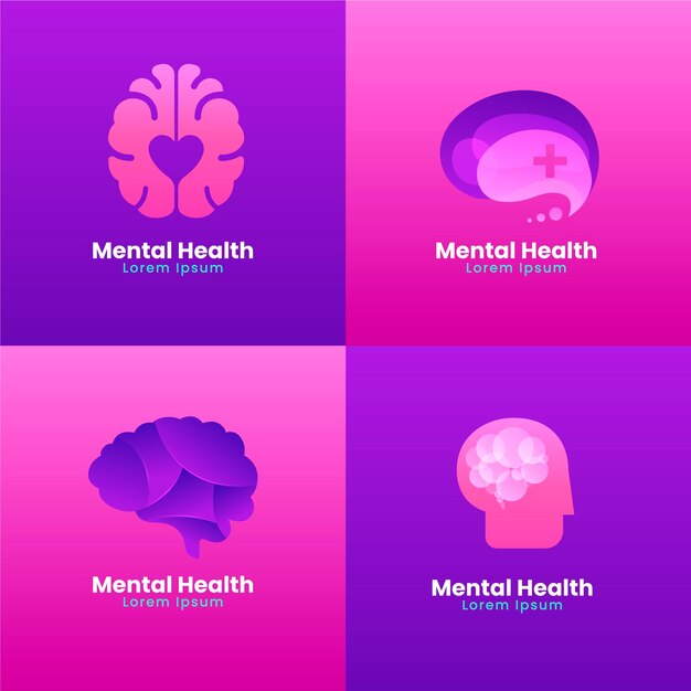Conjunto de logotipos degradados de salud mental