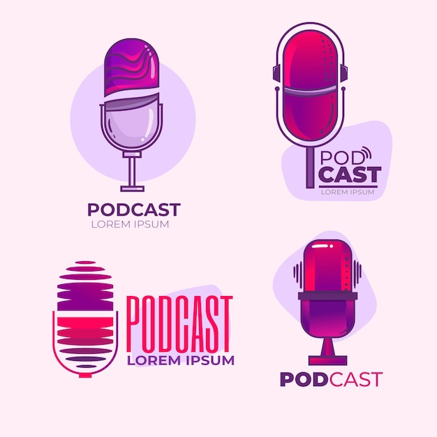 Conjunto de logotipos detallados de podcast