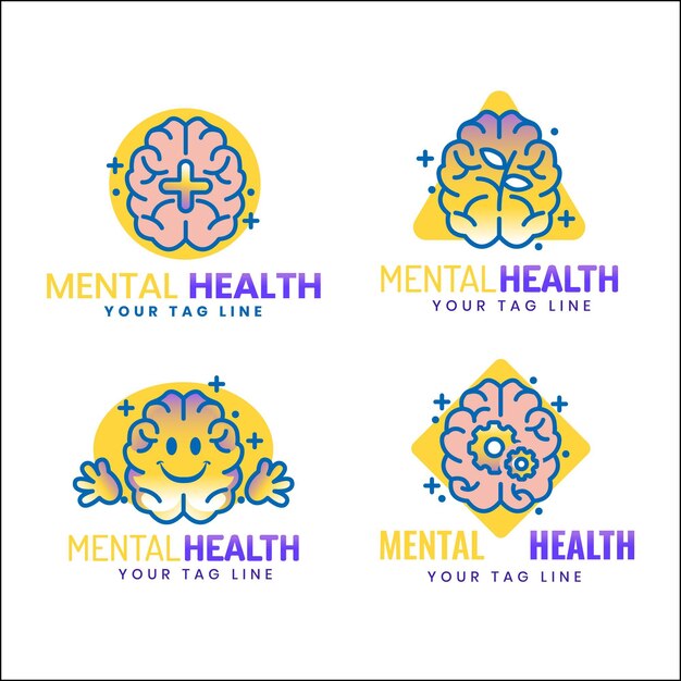 Conjunto de logotipos detallados de salud mental