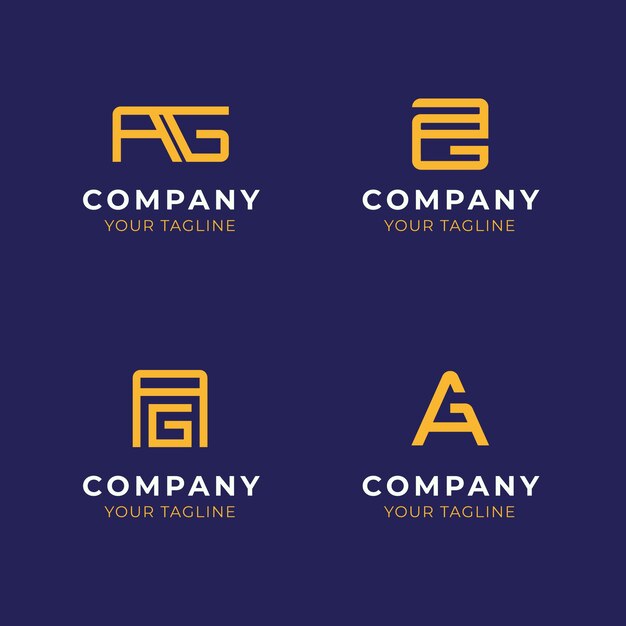 Conjunto de logotipos de diseño plano con monograma agrícola