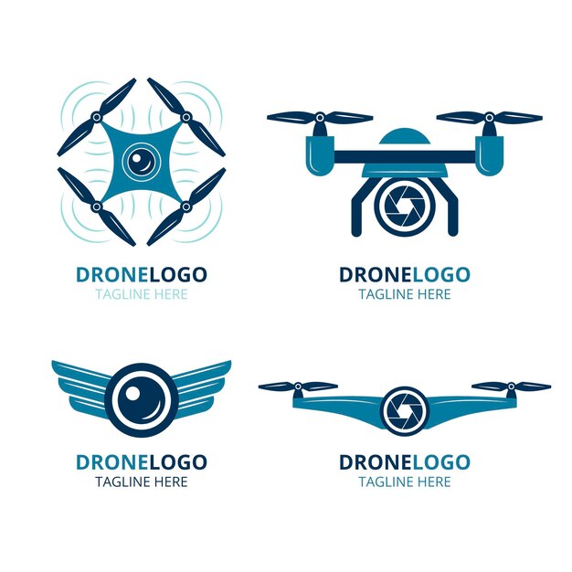 Conjunto de logotipos de drones planos