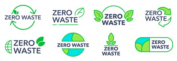 Vector gratuito conjunto de logotipos ecológicos sin desperdicio