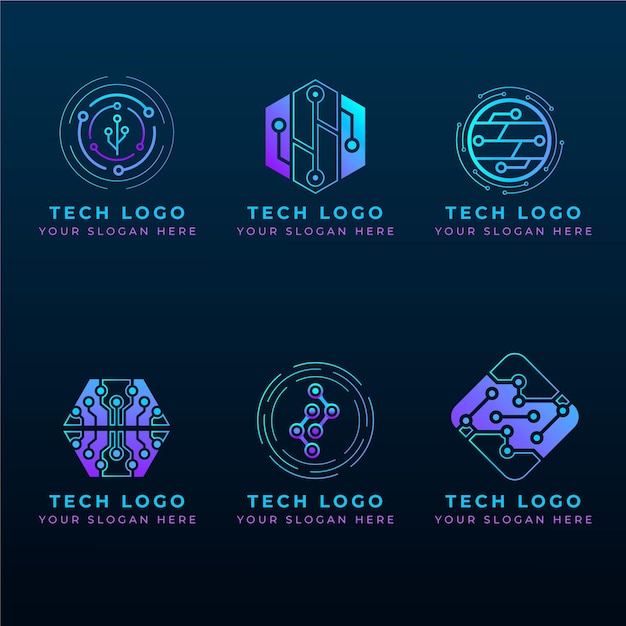 Conjunto de logotipos de electrónica plana