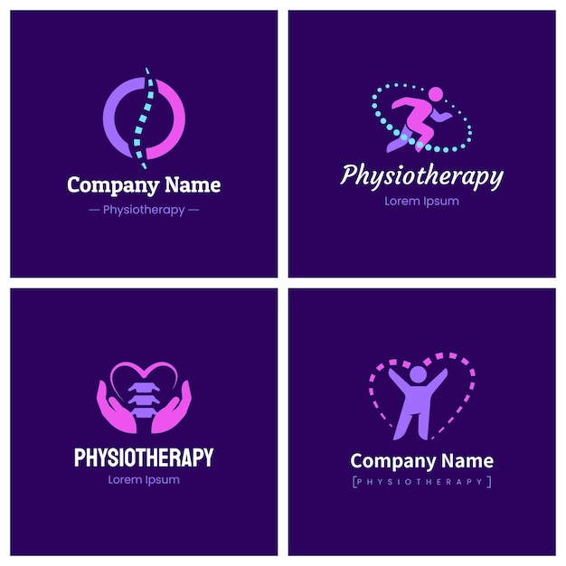 Vector gratuito conjunto de logotipos de fisioterapia creativa