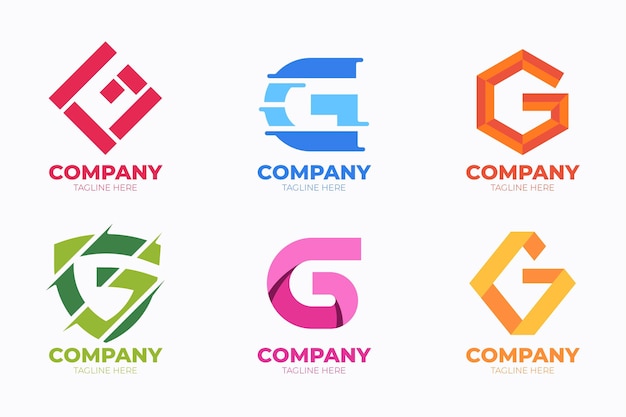 Vector gratuito conjunto de logotipos de letra g de diseño plano