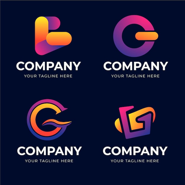 Conjunto de logotipos de letras g degradado