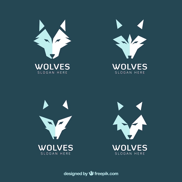 Vector gratuito conjunto de logotipos de lobos modernos.
