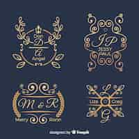 Vector gratuito conjunto de logotipos de monograma de boda