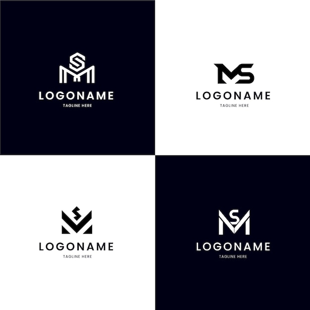 Conjunto de logotipos de ms de diseño plano