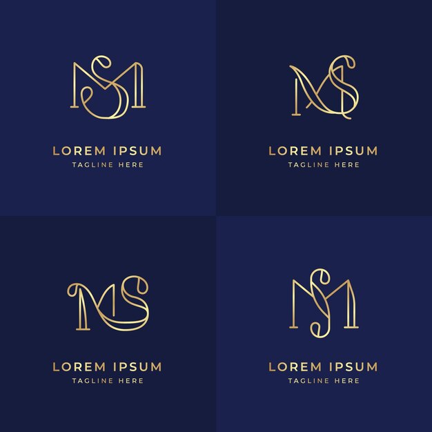 Conjunto de logotipos de ms de diseño plano